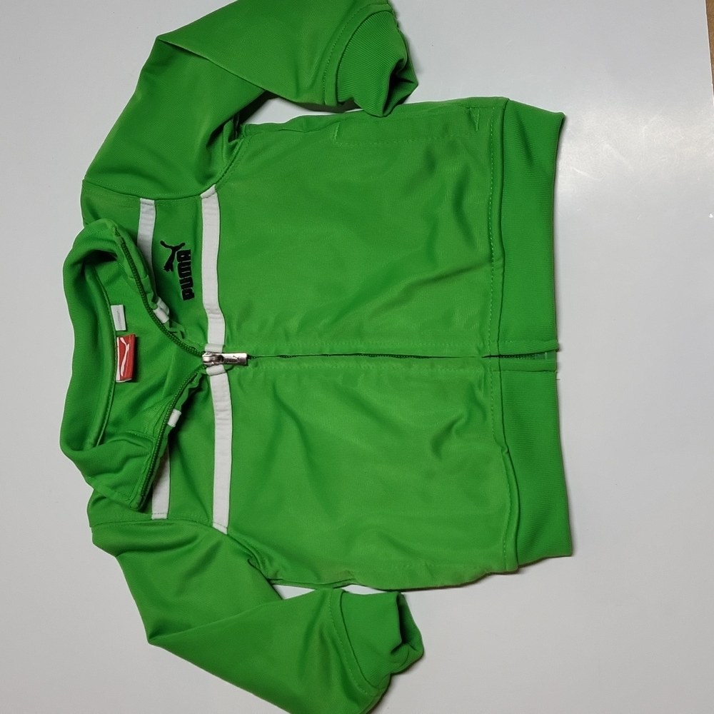 Puma Sweatshirt Athletic Jacket Full Zip Green White Baby Boy's 12 Month Old